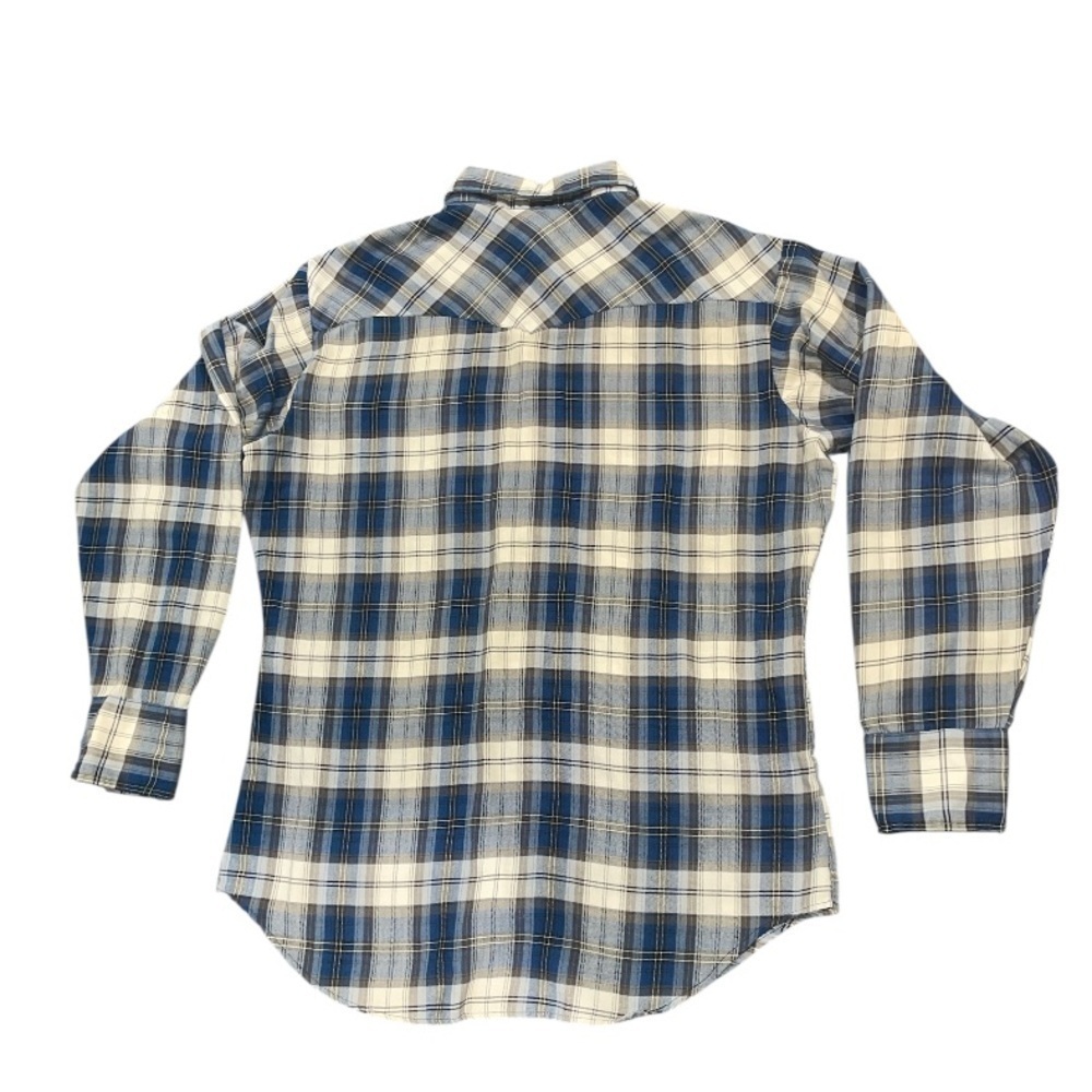 Rugged Country Men's Blue and White Pearl Snap Plaid Shirt Size Medium - Picture 3 of 3